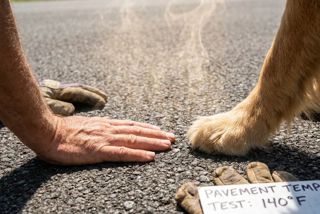 7-second hand test on hot pavement to check if surface is safe for dog paws