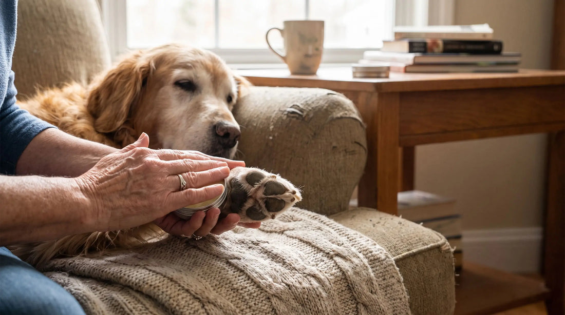 Senior dog paw care: gentle daily balm application for aging paws